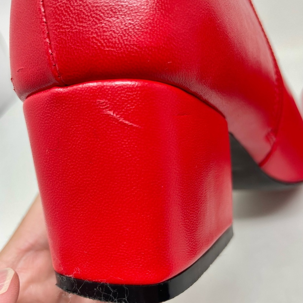 ** Red Kiss True Red Leather Heeled Ankle Boots Size 9 - Picture 8 of 11